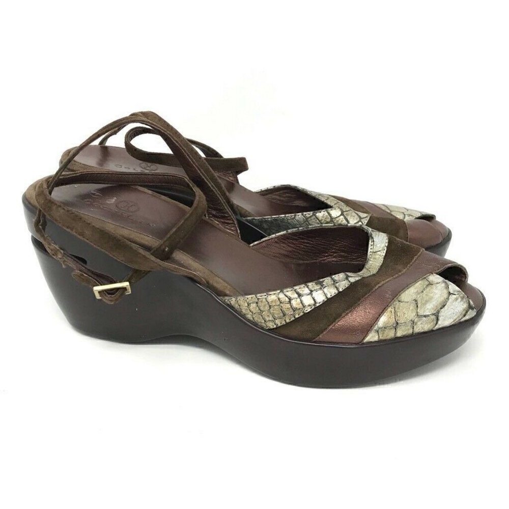 Cole Haan Ankle Strap Sandals Brown Leather 7.5